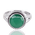 925 Sterling Silver &amp; Green Onyx Bezel Set Gemstone Handmade Ring Jewelry